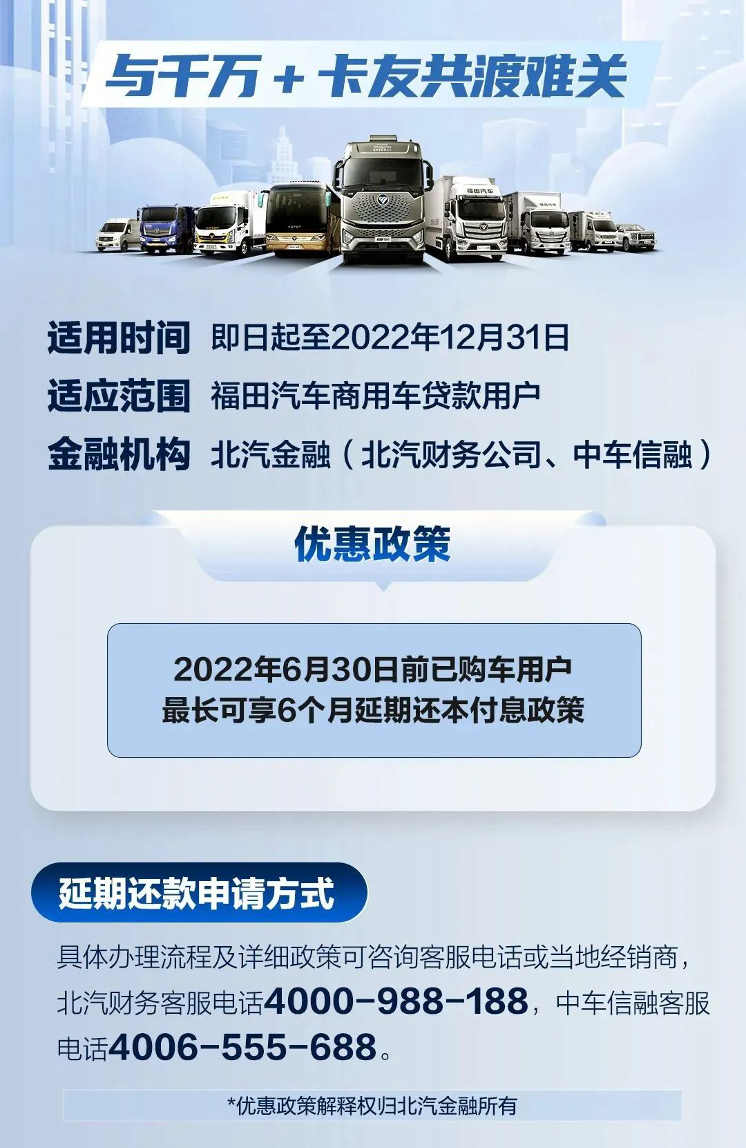 積極響應 | 北汽集團推出商用車延期還貸政策